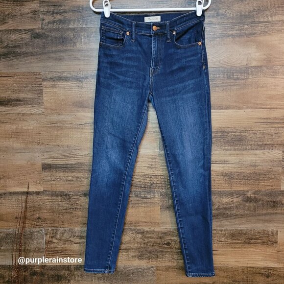 Madewell Jeans Size 28 Skinny 9" High Riser Larkspur Wash F8990 Stretch Denim - Picture 1 of 11